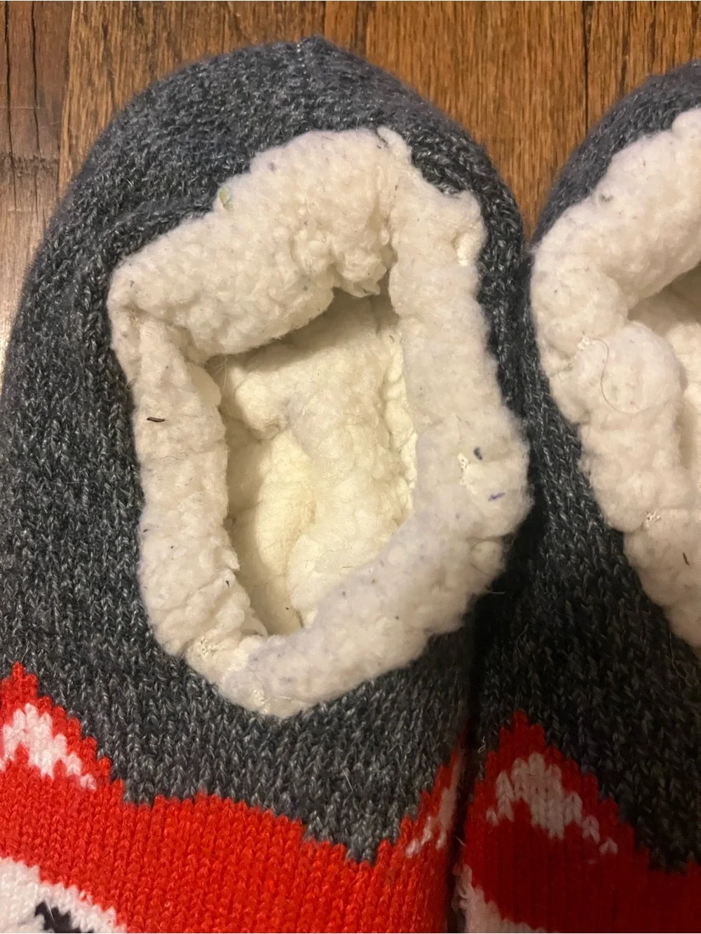 Cozy Gray & Orange Fox Slipper Socks